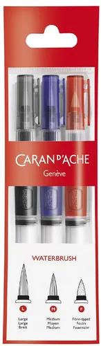 CARAN D'ACHE Aquarellpinselstift mit Wasserreservoir 3er Set