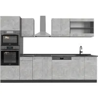 Vicco Küchenzeile R-Line, Beton/Anthrazit, 300 cm mit Hochschrank - Moderne Küchenzeile mit Hochschrank, modular erweiterbar und individuell anpassbar. Ideal für jede Küche und sorgt für ein stilvolles Kocherlebnis.