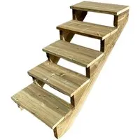 Außentreppe Holz, 2 bis 7 Stufen - Fertiges Set für Garten und Balkon - Gebrauchsfertiger Bausatz für Außentreppen aus autoklavierter Kiefer. Ideal für individuelle Höhen von 37 bis 122 cm und Breiten bis 160 cm. Perfekt für Garten, Balkon und Terrasse.