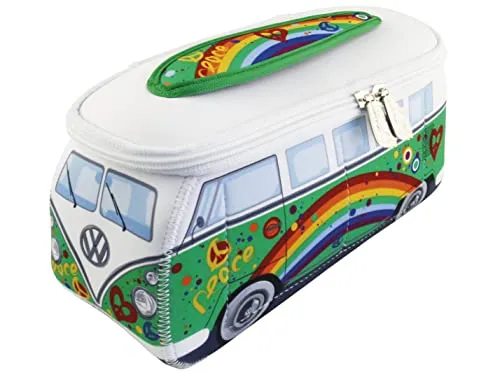 BRISA VW Collection T1 Bulli Bus Kosmetiktasche - Reisetaschen: Offiziell lizenziertes Volkswagen Produkt aus robustem Neopren mit fünf praktischen Fächern und coolen Bus-Reißverschluss-Ziehern. Ideal für Kosmetik, Reiseapotheke oder als Kühltasche.