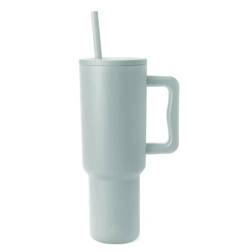 Simple Modern Thermobecher mit Strohhalm und Griff | Eiskaffee-Reisebecher 1180ml - Thermostassen & -becher, doppelwandige Isolierung für stundenlang heiße oder kalte Getränke und ideal für unterwegs dank der schmalen Form und des praktischen Griffs.