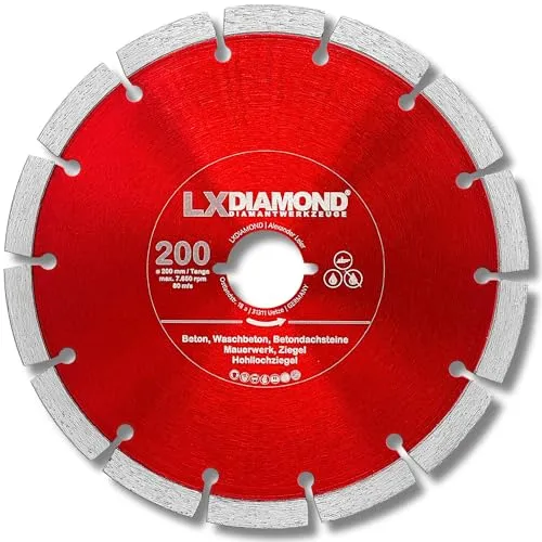 LXDIAMOND Diamant-Trennscheibe 200mm - kompatibel mit Lamello Tanga DX200 Fensterfräse Montagefräse - Diamantscheibe für Beton Mauerwerk Ziegel Stein Universal - 200 mm in Profi Qualität