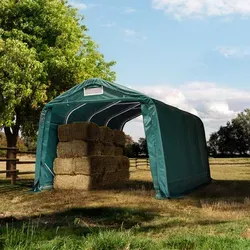 TOOLPORT Weideunterstand 3,3x4,8m - Dunkelgrün, PVC-Plane, Erdbefestigung - Zubehör für Landwirtschaft: Standsicherer und wetterfester Weideunterstand mit robustem, korrosionsgeschütztem Gestänge und langlebiger PVC-Plane für optimalen Wetterschutz.