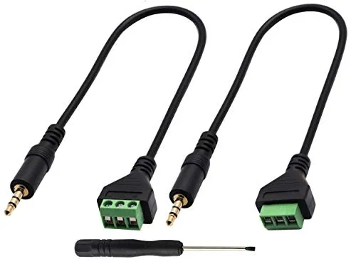 zdyCGTime 3-polige 3,5-mm-Schraubklemmenkabel,3,5-mm-Stereo-TRRS-Audio Männlich auf 3-polige/Kanal-Buchsenschraube Headset Balum-Konverter-Adapterkabel.(30cm/2 Stück)