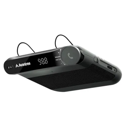 Avantree Roadtrip - 2-in-1 Bluetooth Freisprecheinrichtung & FM Transmitter - FM-Transmitter mit 6W Lautsprechern und integriertem Mikrofon, bietet kristallklare Anrufqualität und 22 Stunden Spielzeit für sorgenfreies Fahren.