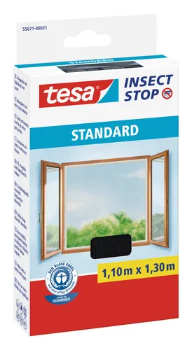 tesa Fliegengitter Insect Stop STANDARD - 1,3 m x 1,5 m, zuverlässiger Insektenschutz für ein ungestörtes Zuhause und einfache Montage ohne Fachkenntnisse