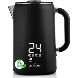 Lehmann Wasserkocher 1,7 L - Edelstahl mit Temperaturregelung 45-100 °C, Warmhaltefunktion und Touchpanel für perfekten Tee und Kaffee