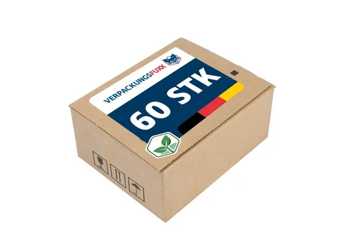 VERPACKUNGSFUXX Karton Versandkarton mit Automatikboden 17 x 13,5 x 8 cm Kleinpaket, 60 Stk., mit Selbstklebeverschluss & Aufreißfaden, 1-wellig, Päckchen