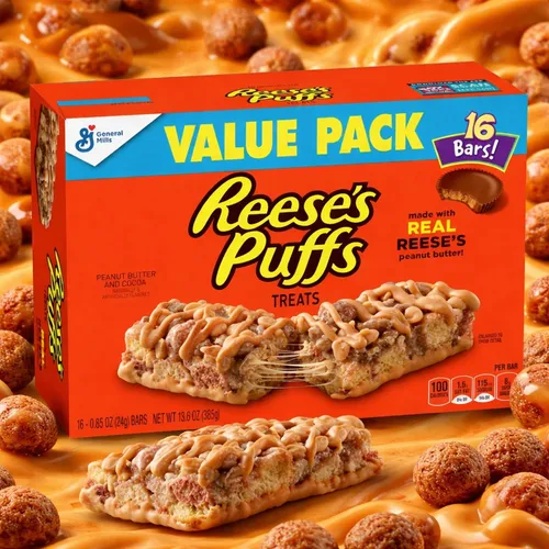 Reese's Puffs Cereal Treats Riegel 16 x 24g Vorratspack | USA Amerika Import