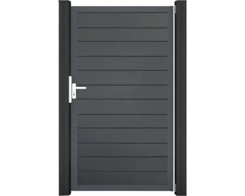 Einzeltor GroJa BasicLine Schmal DIN universal - Vormontiertes Tor in Anthrazit aus langlebigem Kunststoff, ideal für schmale Eingänge im Garten.