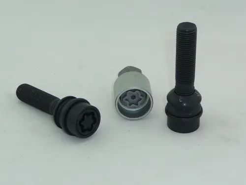 H&R Kugelbundschraube M14x1,5 - 10x Set, schwarz - Reifenzubehör für Porsche und VW T5/Touareg, mit beweglichem Kugelbund für optimale Passgenauigkeit und Qualität - 10 Schrauben inkl. Felgenschloss und Adapter.