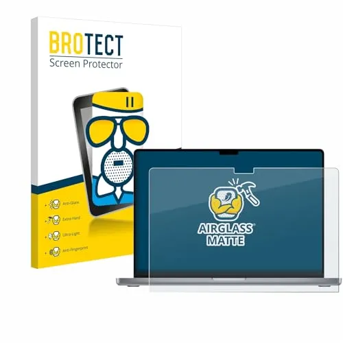 BROTECT Entspiegelungs Schutzglas für Apple MacBook Pro 16" 2021 Schutzfolie Panzer Folie Glas Matt [Extrem Kratzfest 9H, Anti-Reflex]