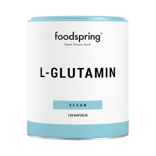 foodspring – L-Glutamin Kapseln – 3400 mg pro Portion – 120 vegane Kapseln
