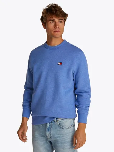 Sweatshirt TOMMY JEANS "TJM REG BADGE CREW EXT" Herren, Gr. M, tempo blau melange - Herren-Sweatshirt aus 100% Baumwolle, mit Rundhalsausschnitt und langem Arm. Der casual regular fit sorgt für einen bequemen Sitz und ein angenehmes Tragegefühl.
