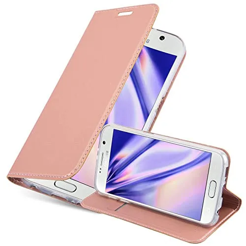 Cadorabo Hülle kompatibel mit Samsung Galaxy S6 aus Premium Kunst Leder Flip Klappbare Stoßfeste Magnetische [Standfunktion] [Kartenfächern] Cover Hülle für Galaxy S6 Tasche in Rosa