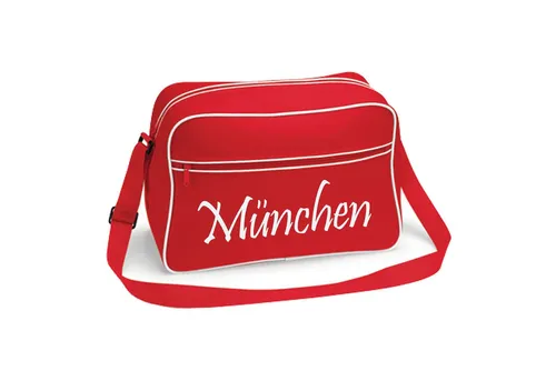 multifanshop Schultertasche München rot - Hochwertiger Fanartikel - Schultertaschen für Fans, hochwertige Retrotasche mit verstellbarem Schultergurt und langlebigem Druck. Ideal für München Liebhaber!