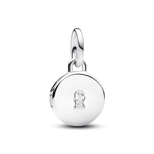 PANDORA Moments Liebesmedaillon Charm-Anhänger - Bead Charms für Damen, personalisierbar mit Gravur und Platz für Erinnerungen, ideal für Pandora Moments Armbänder.
