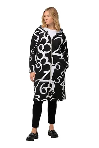 Ulla Popken Sweatjacke Sweat-Longjacke mit Kapuze - Casual Jacke in Schwarz, aus 80% Baumwolle für hohen Tragekomfort, ideal für entspannte Freizeitlooks.