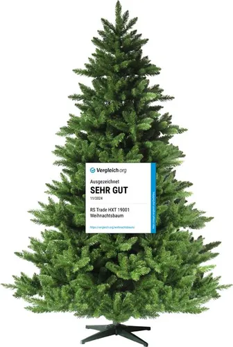 RS Trade HXT 19001 Künstlicher Weihnachtsbaum 270 cm - Künstlicher Weihnachtsbaum aus 100% PVC, schwer entflammbar und allergikerfreundlich. Mit 2934 Spitzen und schnellem Klappsystem für mühelosen Auf- und Abbau.