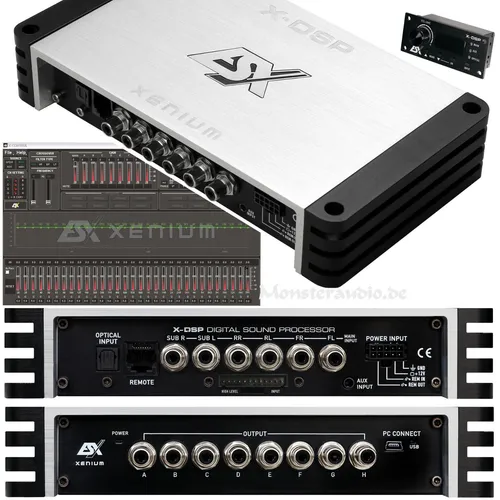 X-DSP 8-Kanal DSP Prozessor - Car-HiFi-Endstufen mit 32 bit / 192 kHz Audioqualität und USB-Anschluss für einfache Programmierung, kompakte Abmessungen für flexible Installationen.