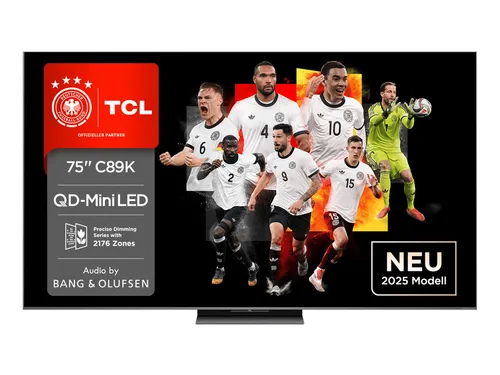 TCL 75C89K QLED Mini LED TV - Fernseher mit 75 Zoll 4K Ultra HD, beeindruckendem HDR 10+ und Dolby Vision IQ für ein atemberaubendes Seherlebnis - ideal für Filmabende und Gaming.