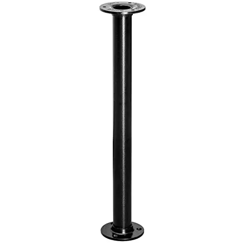 WAGNER Möbelbein/Tischbein/Möbelfuß Industrial Pipe - Ø 30 x 400 mm, inkl. Zwei Anschraubplatte Ø 75 mm, Stahl pulverbeschichtet schwarz - 12504001