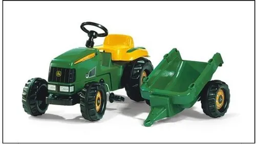 Rolly Toys 012190 - rollyKid John Deere mit Anhänger - Kinderfahrzeug für 2,5-5 Jahre mit robustem Anhänger und Heckkupplung für kreatives Spielen. Fördert Motorik und Koordination, ideal für kleine Abenteurer!