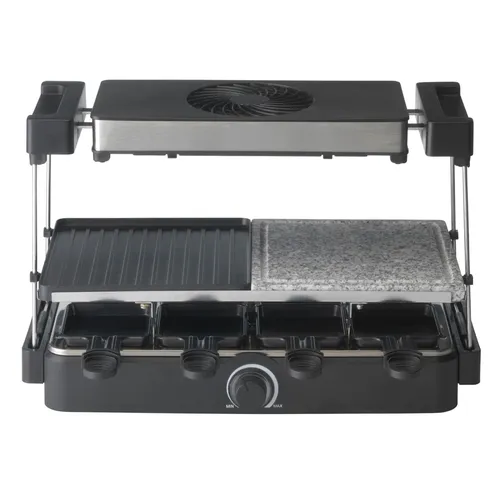 Trebs Racletteofen mit Dunstabzug und Steinplatte (15100) - 2-in-1 Raclette und Grill, ideal für gesellige Abende mit Freunden und Familie