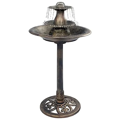 vidaXL Vogelbad mit Springbrunnen - Brunnen & Kaskaden: Wunderschönes, wetterbeständiges Vogelbad mit integrierter Pumpe für erfrischende Sommermomente im Garten – elegant und klassisch.