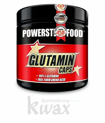 Powerstar Food L-Glutamin Caps - 300 Stück - Sportnahrung mit hochdosiertem L-Glutamin (850mg/Kapsel) in leichter Form, unterstützt die Muskelregeneration und das Immunsystem.