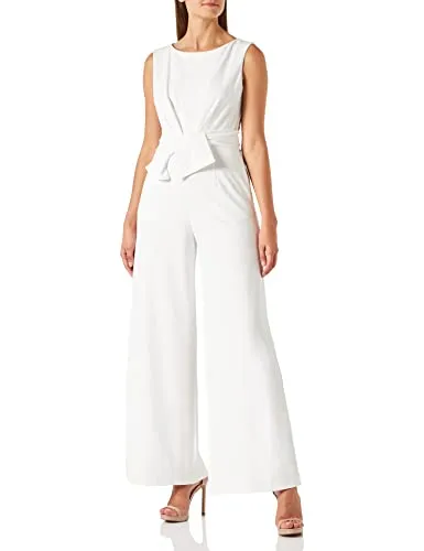 Vera Mont Damen Overall 0178/4867 - Offwhite, Größe 36 - Eleganter taillierter Jumpsuit mit Reißverschluss, U-Boot Ausschnitt und praktischen Nahttaschen, perfekt für besondere Anlässe.