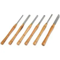 EBERTH Drechselbank Drechselmesser Set mit Holzkoffer, 6 Hochwertige HSS Drechseleisen - Drechselbänke, 6-teiliges Set aus robustem HSS für langlebige Nutzung mit ergonomischem Holzgriff für komfortables Arbeiten ohne Ermüdung.