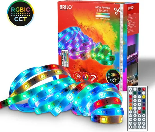 LED Strip 5m RGB CCT mit Fernbedienung - Smart-Lichtbänder: Dimmbarer LED Streifen mit einfacher Installation und Farbwechsel, ideal für stimmungsvolle Beleuchtung in jedem Raum.