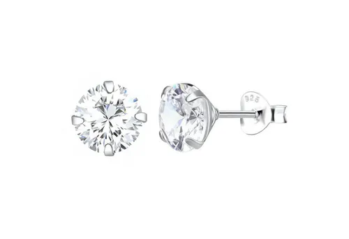 LÖB Paar Ohrstecker Damen Ohrringe 925 Silber Stecker mit Zirkonia Diamant Form Rund Klein (Geschenke für Frauen Beste Freundin Mutter Mama Damen zum Geburtstag Ostern Muttertag Muttertagsgeschenk), Silberohrringe rhodiniert mit einem Glitzer Stein weiß Brautschmuck