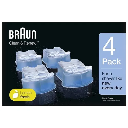 Braun Clean & Renew Reinigungskartusche - Rasierer & Zubehör, die fortschrittlichste Reinigungslösung auf Alkoholbasis für hygienische Rasierer mit 99,999% Keimfreiheit und einfacher Handhabung.