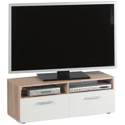 möbelando TV-Lowboard Fernsehtisch Rack Unterschrank HiFi Element Sideboard Ruth I Sonoma-Eiche/Weiß