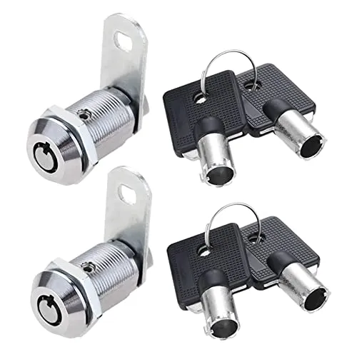 DRELD 2 Set Röhrenförmiges Nockenschloss 27mm Tubular Cam Lock Rohrnockenschloss Gewinde-Nockenschloss mit 4 Schlüsseln für Tür Schublade Schrank Briefkasten (gegenseitig aufschließen)
