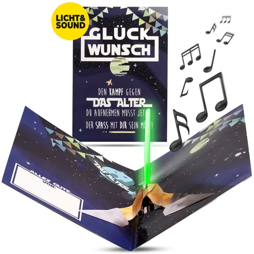bentino PopUp Geburtstagskarte mit Musik "Lichtschwert"