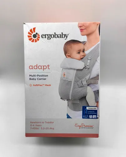 Ergobaby Adapt Babytrage - Ergonomische Trage für Neugeborene, Pearl Grey - BABYTRAGE - Ergonomisch in 3 Positionen einstellbar, ideal für Neugeborene ab Geburt bis Kleinkind (3,2-20,4 kg). Atmungsaktives SoftFlex-Mesh sorgt für optimale Luftzirkulation und Tragekomfort.