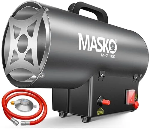 Masko® Gasheizgebläse 10 kW – Leistungsstarker Bauheizer für effiziente Wärme - Leistungsstarkes Gasheizgebläse für Flächen bis 300 m². Robustes Design, einfache Handhabung und Sicherheitsfunktionen sorgen für angenehme Wärme in Werkstätten, Baustellen und Outdoor-Bereichen.