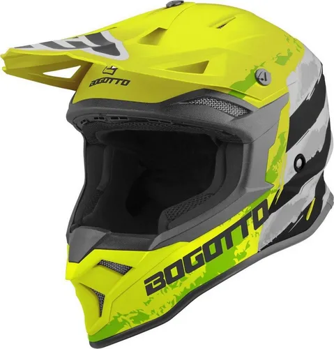 Bogotto Motocrosshelm V337 Wild-Ride - Motorradhelm mit optimalem Schutz und Komfort für Motocross-Fans. Außenschale aus Thermoplastik, herausnehmbares Innenfutter und sportliches Design in auffälligen Farben.