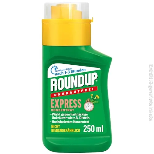 Roundup Express - 250 ml - Anwendungsfertiges Kontaktherbizid für die gezielte Unkrautbekämpfung unter Zier- und Obstgehölzen sowie auf Wegen. Wirkt schnell und zuverlässig, auch bei niedrigen Temperaturen. Biologisch abbaubar und bienengefährlich.