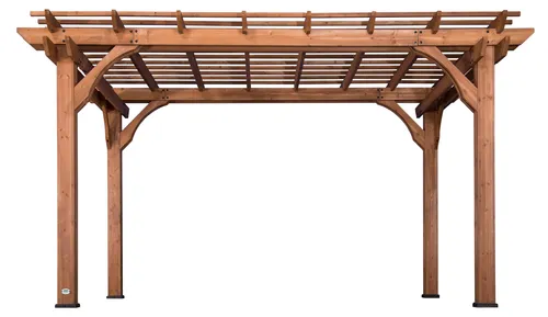 Backyard Discovery Holzpergola 305 x 426 cm | Freistehende Terrassenüberdachung für den Garten - Luxuriöse Holzpergola aus FSC-zertifiziertem Zedernholz, wetterfest und einfach aufzubauen. Ideal für eine stilvolle Atmosphäre im Garten und viel Platz für Lounge-Möbel oder Pflanzen.