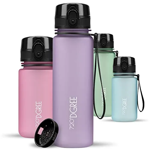 720°DGREE Trinkflasche Kinder 500ml “uberBottle“ softTouch +Sieb - Auslaufsicher, BPA-Frei - Flasche für Schule, Sport, Fitness - Wasserflasche aus Tritan - Schmal, Leicht, Stoßfest, Wiederverwendbar