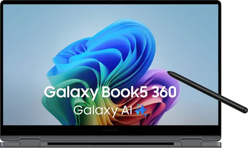 Samsung Galaxy Book5 360 AMOLED 15,6" - Intel Core Ultra 7, 16GB RAM, 512GB SSD - Laptops - 2-in-1 Convertible mit AMOLED Touchscreen, leistungsstarkem Intel Core Ultra 7 und bis zu 31 Stunden Akkulaufzeit für ununterbrochenes Arbeiten.