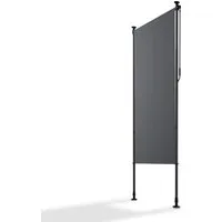 Juskys Senkrechtmarkise Barbados 100x310 cm - Höhenverstellbarer Sonnenschutz ohne Bohren - Garten - Genießen Sie optimalen Sonnenschutz und Sichtschutz mit der eleganten Senkrechtmarkise Barbados in Grau, perfekt für Balkone und ohne Bohren!