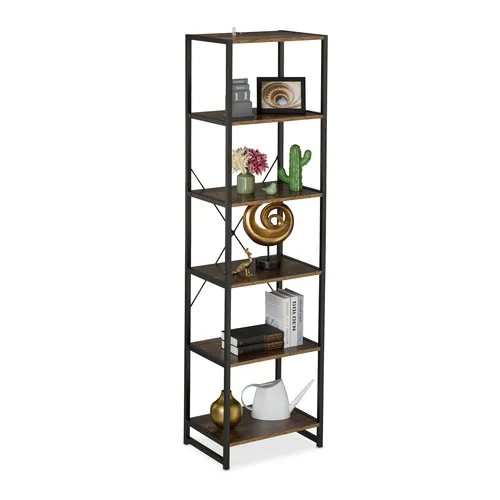 Standregal Bücherregal - Vielseitiges Regal für jeden Raum - Regale & Aufbewahrung: 6 Regalfächer, freistehend und ideal für Wohnzimmer, Küche oder Flur. Maximale Gewichtskapazität von 60 kg für Ihre Bücher und Deko.