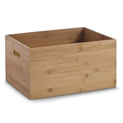 Zeller Holzkiste 13342, Bambus, braun, 40 x 30 x 21cm - Aufbewahrungsboxen, praktische und robuste Bambuskiste mit 2 Tragegriffen für Ordnung in Werkstatt, Haushalt oder Hobby.