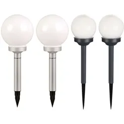 4er Set LED Solar Kugel Leuchten für Garten und Weg - Moderne Solarleuchten im Kugel-Design, spritzwassergeschützt (IP44) und ideal für die stimmungsvolle Beleuchtung im Außenbereich. Einfach im Boden stecken und bei Dunkelheit bis zu 8 Stunden leuchten.