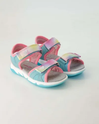 Superfit Pebbles Sandale in Hellgrün/Rosa (7510) für Mädchen - Die superfit Sandale PEBBLES begeistert mit buntem Design und perfekter Passform. Ideal für Freizeit und Camping, bietet sie optimalen Halt und Komfort dank verstellbarer Klettverschlüsse und rutschhemmender Sohle.
